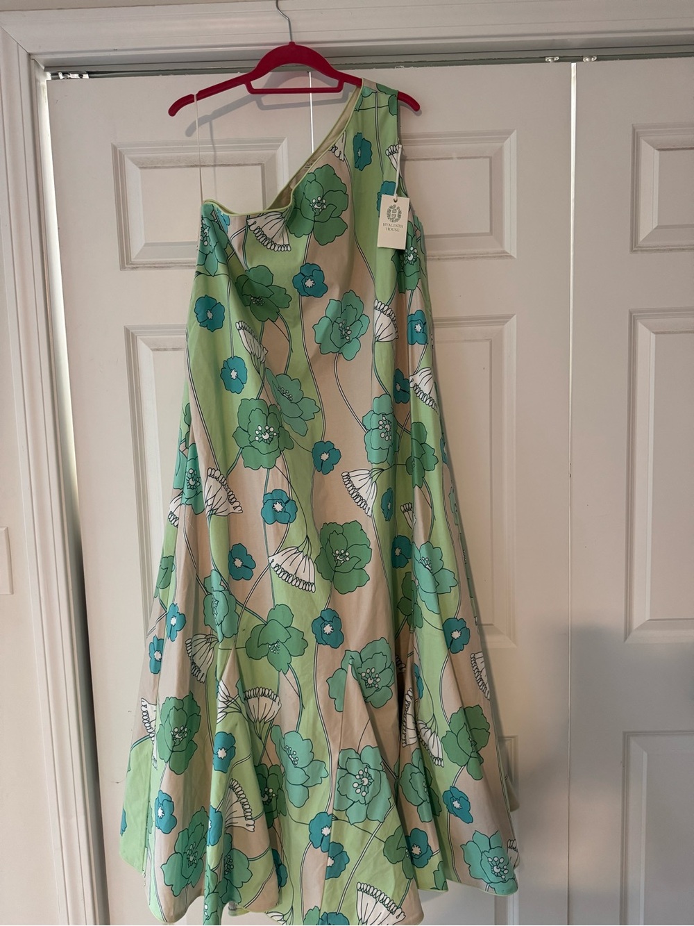Sleeveless Floral A-Line Dress in Green & Teal
